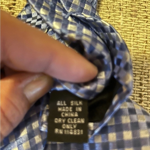 Nicole Miller Blue and Silver Checkered Men's All Silk Tie - Picture 8 of 9